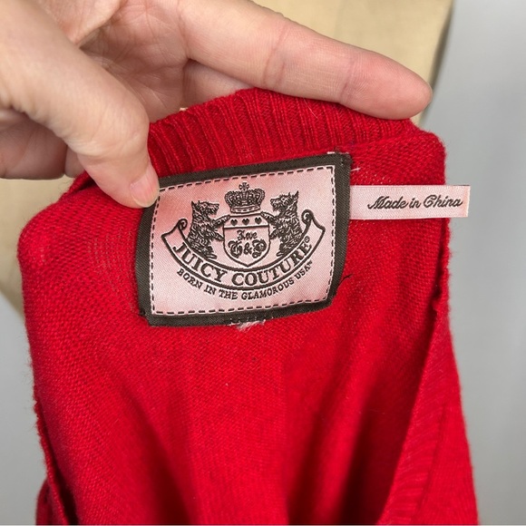 Juicy Couture Wool Cashmere Red Bow Accent Sweater Size Large - Picture 11 of 14